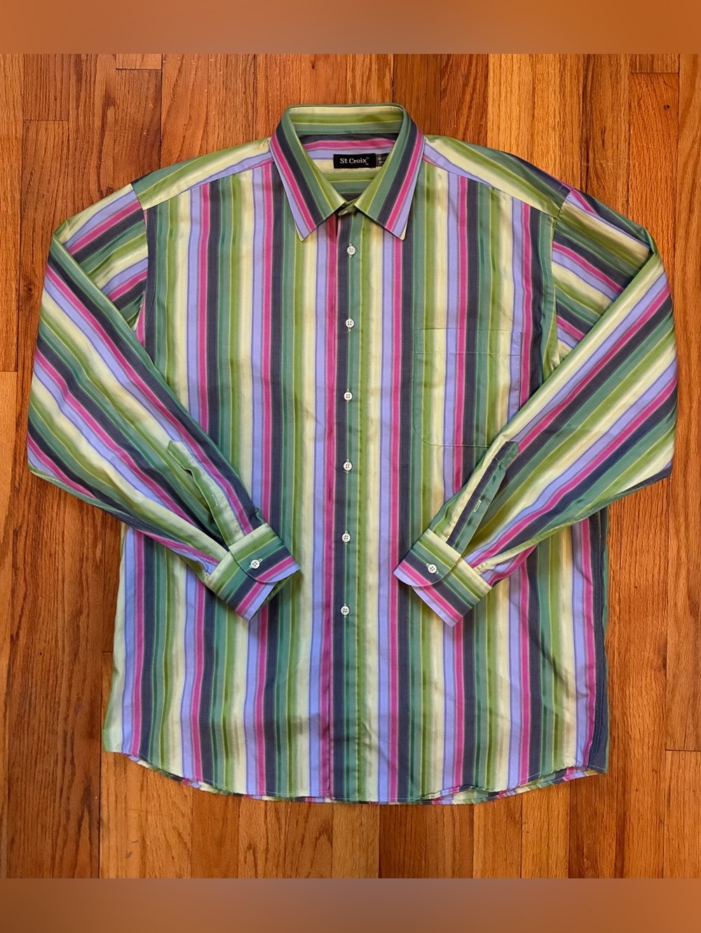 St. Croix Multicolor Striped Long Sleeve Button-Up Shirt Pockets Men’s XL